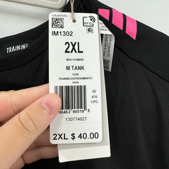 NWT Adidas Mens black and pink training tank top - Picture 6 of 7